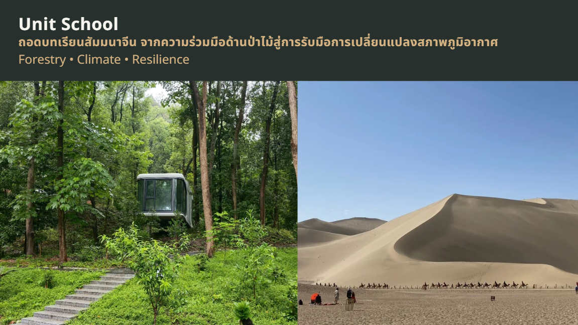 title - สวผ.จัดกิจกรรม Unit School หัวข้อ เรื่อง “ถอดบทเรียนสัมมนาจีน จากความร่วมมือด้านป่าไม้สู่การรับมือการเปลี่ยนแปลงสภาพภูมิอากาศ”